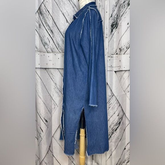 Hendi Midi Shirt Dress Chambray Button Down Size M - Picture 3 of 8